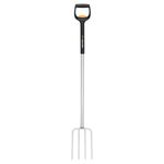 Fiskars Telescopic Spade Fork for hard, stony soils, With 4 tines, Length 1.10 m to 1.30 m, boron steel, Black/Silver, SmartFit, 1070717