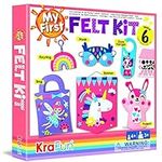 KRAFUN My First Beginner Felt Kit Unicorn Girl Animal Craft for Kids, Toddlers, Boys, Girls Age 3-6 Years Old, Include 6 DIY Handmade Arts and Crafts Projects, Activities Preschool Creative Toys