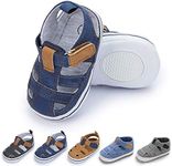 Meckior Baby Infant Boy Girl Sandals Newborn Non-Slip Soft Rubber Sole Sandals for Baby Boys Open-Toe Outdoor Casual Summer First Walkers Shoes, E01/Deep Blue, 6-12 Months Infant