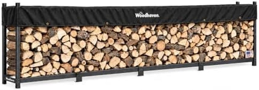 Woodhaven Black Large Outdoor Firewood Rack (16 Foot, With Cover)