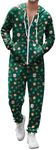 Ekouaer Christmas Onesie Adult Hooded Zipper Mens 0nesie Pajamas Soft One Piece Pajamas for Men with Pocket