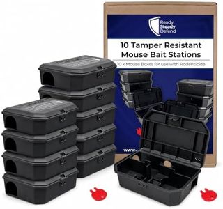 READY STEADY DEFEND Tamper-Resistant Mouse Bait Stations Pack of 10, Empty – Safe & Secure, Rodent Boxes for Blocks & Pasta Bait. Effective Indoor Mouse Control
