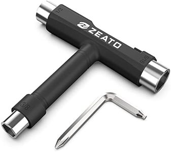 Zeato All-in-One Skate Tools Multi-Function Portable Skateboard T Tool Accessory with T-Type Allen Key and L-Type Phillips Head Wrench Screwdriver - Black