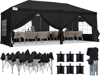Quictent Pop Up Gazebo Canopy with Removable Sidewalls, Adjustable Height Event Shelter, 3x6m (10x20ft) Portable Tent for Garden Party, Camping, Black