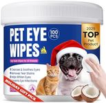 Dog Eye Wipes, Tear Stain Remover for All Dogs & Cats – Hypoallergenic & Deodorizing Eye Wipes for Dogs, Pet Eye Cleaner Wipes with Enzymes for Discharge, Crust, Mucus & Debris, Coconut (100 Ct)