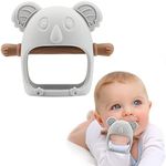 Koala Teether Toy Glue-Free Handle Anti-Dropping Silicone Baby Teething Toy Baby Wrist Teether for 0-12 Months Infants Babies Soothing Pacifier Sucking Needs Infants Chew Toys (Grey)