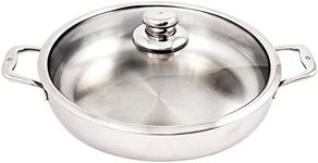 Swiss Diamond Premium Clad 5-Ply Stainless Steel 5.3 Quart Sauté Pan with Lid Satin Exterior Finish, 12.5 Inch Induction Chef's Skillet, Oven and Dishwasher Safe