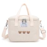 Insulated Lunch Bag for Kids Girls, Cute Lunch Bag Box, Large Capacity Lunch Bag with Handle and Strap, Reusable Leakproof Insulated Lunch Box, for Kids Teen Women, for Work, Picnic, School (White)