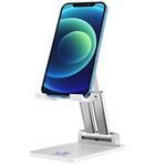 Upgraded Phone Tablet Stand, Angle Height Adjustable Foldable SYBOYIE Stand for Desk, Compatible with iPhone, Samsung, iPad, Kindle, Tablets, Mobile Phones and Smartphone (White)