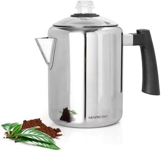 Mixpresso Stainless Steel Coffee Percolator Stovetop, Percolator Coffee Pot, Excellent For Camping Coffee Pot, 37oz 5-8 Cup Stove Top Coffee Maker, Stainless Steel Coffee Percolator