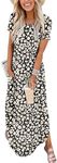 ANRABESS Women's Summer Casual Loose Short Sleeve Long T Shirt Dress Split Maxi Beach Sundress Travel Vacation Outfits Floral Print Large