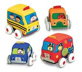 Melissa & Doug K's Kids Pull-Back Vehicle Set - Soft Baby Toy Set With 4 Cars and Trucks and Carrying Case | Pull Back Cars, Soft Vehicles Toys For Babies And Toddlers