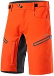 ARSUXEO Mens Bike Shorts,Cycling Shorts,Mountain Bike Shorts Loose Fit with Moisture-Wicking Waistband, Orange, Medium