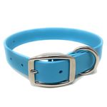 Regal Dog Products Small Light Blue Waterproof Dog Collar with Heavy Duty Double Buckle & D Ring | Vinyl Coated, Custom Fit, Adjustable Biothane Dog Collar | Chew Resistant Waterproof Collar for Dogs