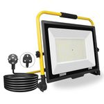 PICAA 20000LM LED Work Light, LED Outdoor Flood Light, Job Site Lights, Plug in Folding Flood Light, Portable Stand Work Lights Floodlight for Car Repairing Home Workshop Garage, 6500K with UK Plug