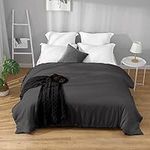 Whitecottonworld 800 Thread Count Super King Plus Duvet Cover 120 x 120, Egyptian Cotton Duvet Cover 1 Piece with Zipper Closer & Corner Ties (Dark Grey Solid)