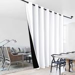 NICETOWN Full Shading Curtain for Patio Door, Super Heavy-Duty Thermal Backing Sliding Glass Door Drape, Privacy Assured Window Treatment(1 Panel, 100 inches W x 108 inches L, Pure White)