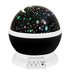 Star Night Light for Kids, 12 Color Changing Lights Modes with USB Cable, 360°Rotating Moon Star Projector Desk Lamp for Bedroom Party Decor & Girls Birthday Gift (Black)