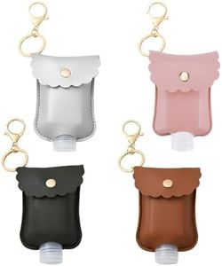 Pcmursal Small Hand Sanitizer Holder Mini Hand Sanitizer Holder for Car Keychain Hand Sanitizer Portable Leather Sanitizer Bottles, 4pcs Mix