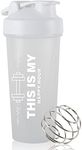 Protein Shaker Bottle 20oz Blender Cup BPA-Free Leak Proof for Gym Sport Clear White