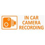 5 x Small In Car Camera Recording Stickers-See Colour Availability-Orange,Red or White Printed-CCTV Sign-Van,Lorry,Truck,Taxi,Bus,Mini Cab,Minicab-Security-Window,External,Tinted-Go Pro,Dashcam (Orange on Clear - Window Version)