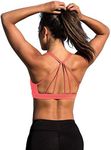 icyzone Womens Sports Bra Strappy Comfy Athletic Yoga Workout Bra with Removable Padded (M, Fusion Coral)