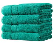 Prime Collections - Bath Towels Set, Teal- Premium 600 GSM 70% Bamboo & 30% Combed Cotton - Quick Dry, Highly Absorbent, Soft Feel Towels, Perfect for Daily Use (4-Pack) (Teal (Bath Towel Set), 4)