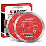 Diamond Cutting Discs - EZARC 115mm Continuous Rim Diamond Blade for Wet Cutting, Clean Precise Cutting on Ceramic, Tile, Porcelain, Advanced Marble (2-Pack)