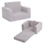 Tiita Kids Sofa, 2-in-1 Kids Sofa Chair, Convertible Chirldren Couch to Lounger, Flip Out Kids Sofa Chair, Toddler Armrest Chair Bed, Folding Kids Play Sofa for Girl or Boy, Grey