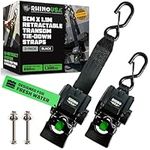 Rhino USA Retractable Boat Trailer Straps (2-Pack) - Heavy Duty 5cmx1.1m, 1300kg Tie Down Straps to Trailer - Ultimate Transom Tie Down Straps for Boat, Jet Ski & More! Powder Coated Black, Steel