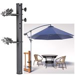 Deck Man Patio Table/Offset Umbrella Railing Holder, Stainless Steel Outdoor Umbrella Mount/Bracket for Deck Railing, Adjustable Base Width (Tube ID: 1.96")