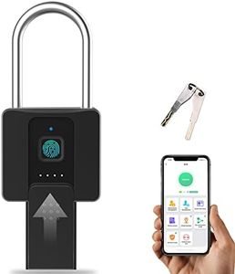 Fingerprint Padlock, Eseesmart Long Shackle Smart Padlock Bluetooth Lock with Mobile APP Outdoor Waterproof Lock for School Gym Locker, Fence, Gate, Toolbox