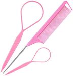 TsMADDTs Hair Styling Tool Set - 3 Pcs French Braid Tool, Rat Tail Comb, and Metal Braiding Pin in Pink