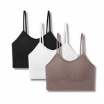 DEKMY Cotton Women's Cami Bra Wire Free Sports Bra Girls Yoga Crop Push-Up Tank Top Free Size Up to 28-32, (Pack of 3) (B, Pink, White, Black, Free)