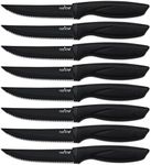 NutriChef Steak Knife Set of 8 - Premium Serrated Stainless Steel Kitchen Knife Set - Ergonomic Design, Sharp Blades, Non-Stick, & Rust-Resistant - Perfect for Home, BBQ's & Restaurants