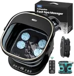 Puboo Collapsible Foot Spa Bath Massager with Heat Foot Soaking Tub Pedicure Foot Spa, Side Bars, Red Light, Motorized 16 Massage Balls, Wireless Remote, Mothers Day Gifts for Mom, Up to Men US-11.5