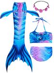 Kokowaii Fancy Swimming Mermaid Tails for Girls Mermaid Swimsuits Sets Galaxy 2,9-10 Years,Tag 140cm