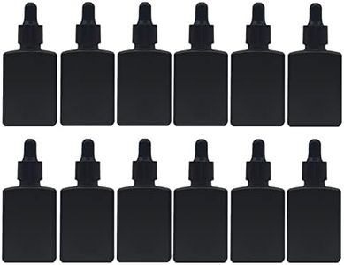 PimyRcyi Glass Bottle for Essential Oils,1 oz Small Empty Drop Bottle, 30ml Square Essence Glass Lab Dropping Serum Container (Matte black,12PCS)