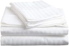 custom silk 800 Thread Count 3PC Bedding Set-1 Piece Flat Sheet and 2 Piece Pillow Cover, 100% Egyptian Cotton, Super-Soft & Silky-White Stripe,King Size.