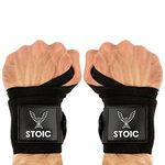 Wrist Wraps Weightlifting, Powerlifting, Cross Training, Bodybuilding with Thumb Loop. Professional Grade for Gym Workout, Men and Women Weight Lifting and Strength Training by Stoic