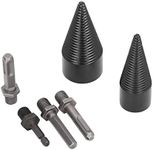 Wood Splitter Drill Bit, 6pcs Drill Bit Detachable Cones Kindling Wood Splitting Logs Bits 32mm 42mm Heavy Duty Splitting Cone Drill Bit with 4 Handles for Home, Outdoor Camping