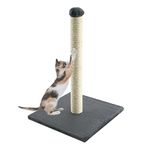 ZENO 63CM Tall Cat Scratching Post | Claw Scratcher Sisal Rope | Carpet Covered Heavy Base | Vertical Full Scratcher | Natural Grey Soft Base