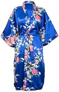 CCcollections Kimono 16 colours Peacock Premium Dressing Gown robe light weight lounge wear (Blue Royal)