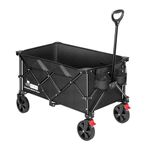 VIVOHOME 200L Collapsible Wagon 136kg Heavy Duty Folding Utility Garden Cart Foldable Beach Wagons Large Capacity for Camping Picnic - Black