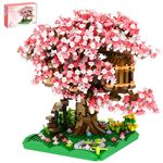 Boyorc Cherry Blossom Tree House Building Blocks Set, 1000+ PCS Artificial Bonsai Tree Kit, Nano Plant Flowers Building Blocks Sets for Teenagers,Gift for Children and Adults