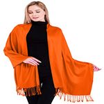 CJ Apparel Orange Solid Colour Design Nepalese Tassels Shawl Seconds Scarf Wrap Stole Throw Head Wrap Pashmina Hand Made in Nepal NEW