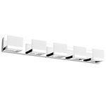 Tipace 5 Lights Modern LED Vanity Light Chrome Stainless Steel Up and Down Bathroom Lighting Fixtures Over Mirror(White Light 6000K)