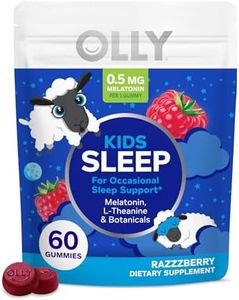 OLLY Kids Sleep Gummy, 0.5mg Melatonin, L Theanine, Chamomile, and Lemon Balm, Childrens Chewable Supplement, Occasional Sleep Support, Raspberry - 60 Count (Packaging may vary)