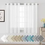 H.VERSAILTEX Linen Curtains Nickel Grommet Natural Linen Semi-Sheer Curtains 2 Panels Privacy Added Premium Soft Rich Material Drapes for Bedroom/Living Room - 52x54 - Inch - Pure White