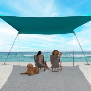 EasierHike Beach Shade Tent, 10 × 10ft Portable Easy Pop Up Beach Canopy, UPF50+ Sun Protection Shelter, Windproof & Water Resistant, Stable with 4 Sandbags & Windproof Cords, Perfect for Family